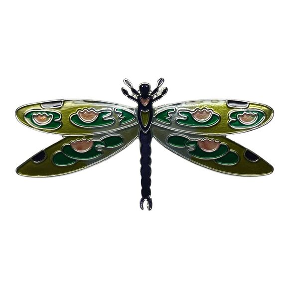 Dragonfly Montage Brooch Pin Silver Plated Enamel Zarlite by Zarah - Picture 1 of 4